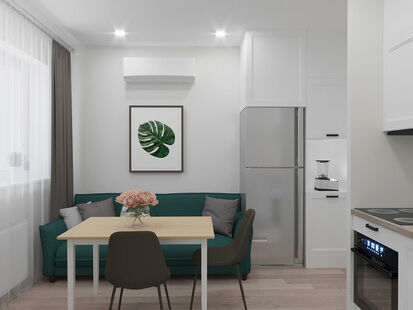 Фото № 4: Дизайн-проект двухкомнатной квартиры 47.65  м² Скандинавский стиль для клубного дома в люберцах