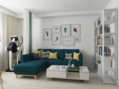 Фото № 2: Дизайн-проект трехкомнатной квартиры 62.96  м² Скандинавский стиль для ЖК Московский