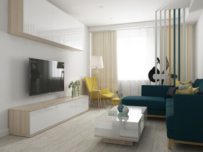 Фото № 4: Дизайн-проект трехкомнатной квартиры 62.96  м² Скандинавский стиль для ЖК Московский