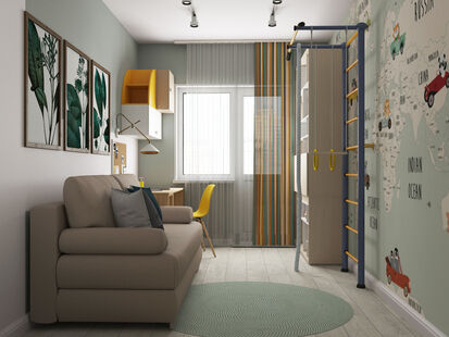 Фото № 3: Дизайн-проект трехкомнатной квартиры 62.96  м² Скандинавский стиль для ЖК Московский