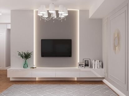 Фото № 6: Дизайн-проект трехкомнатной квартиры 72.58  м² Стиль Современная классика для ЖК Московский