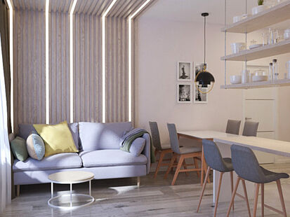 Фото № 1: Дизайн-проект четырехкомнатной квартиры 81.79  м² Современный стиль для ЖК Селигер Сити