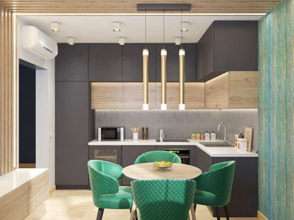 Фото № 5: Дизайн-проект трехкомнатной квартиры 56.07  м² Современный стиль для ЖК Лучи