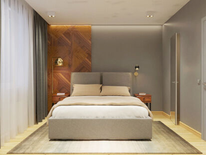 Фото № 3: Дизайн-проект трехкомнатной квартиры 56.07  м² Современный стиль для ЖК Лучи