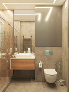 Фото № 4: Дизайн-проект трехкомнатной квартиры 56.07  м² Современный стиль для ЖК Лучи