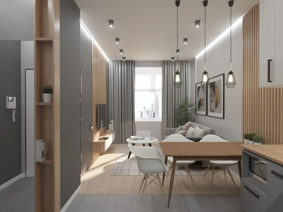 Фото № 6: Дизайн-проект двухкомнатной квартиры 36.28  м² стиль Модернизм для ЖК Скандинавия