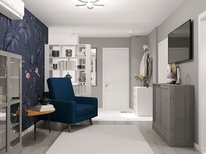 Фото № 4: Дизайн-проект трехкомнатной квартиры 64.7  м² Скандинавский стиль для ЖК Московский