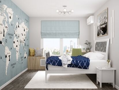 Фото № 2: Дизайн-проект трехкомнатной квартиры 64.7  м² Скандинавский стиль для ЖК Московский