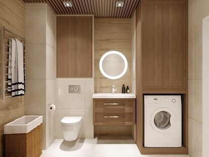 Фото № 6: Дизайн-проект трехкомнатной квартиры 64.7  м² Скандинавский стиль для ЖК Московский