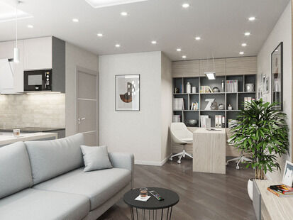 Фото № 1: Дизайн-проект трехкомнатной квартиры 70.1  м² Современный стиль для ЖК Московский