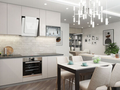 Фото № 6: Дизайн-проект трехкомнатной квартиры 70.1  м² Современный стиль для ЖК Московский