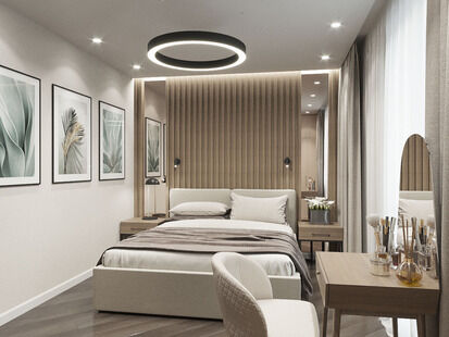 Фото № 3: Дизайн-проект трехкомнатной квартиры 70.1  м² Современный стиль для ЖК Московский