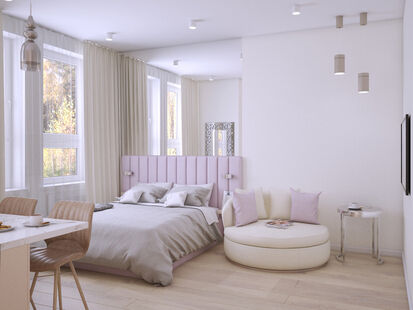 Фото № 1: Дизайн-проект квартиры-студии 35.87  м² Стиль Минимализм для ЖК Испанские Кварталы