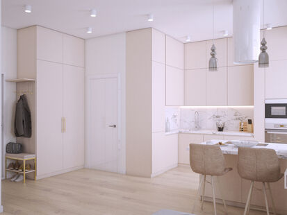 Фото № 6: Дизайн-проект квартиры-студии 35.87  м² Стиль Минимализм для ЖК Испанские Кварталы