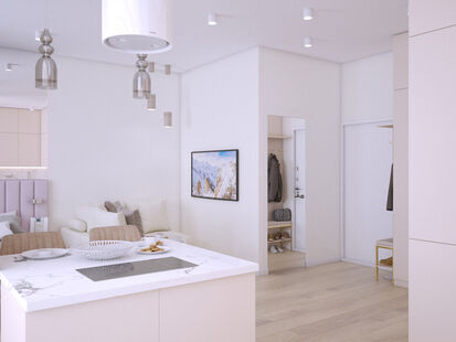 Фото № 5: Дизайн-проект квартиры-студии 35.87  м² Стиль Минимализм для ЖК Испанские Кварталы