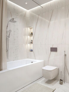 Фото № 2: Дизайн-проект ванной 6.0  м² стиль Модернизм для ЖК Рождественский