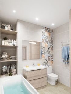 Фото № 3: Дизайн-проект двухкомнатной квартиры 64.4  м² Стиль Эклектика для ЖК Московский