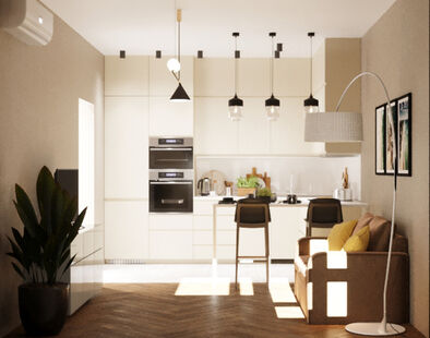 Фото № 1: Дизайн-проект двухкомнатной квартиры 55.8  м² Современный стиль для ЖК Оранж парк