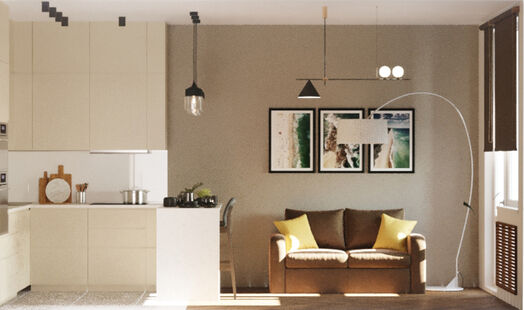 Фото № 6: Дизайн-проект двухкомнатной квартиры 55.8  м² Современный стиль для ЖК Оранж парк