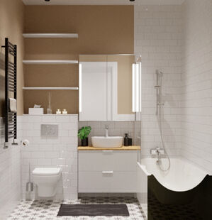 Фото № 2: Дизайн-проект двухкомнатной квартиры 55.8  м² Современный стиль для ЖК Оранж парк