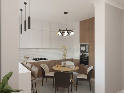 Фото № 3: Дизайн-проект трехкомнатной квартиры 78.19  м² Современный стиль для ЖК Московский