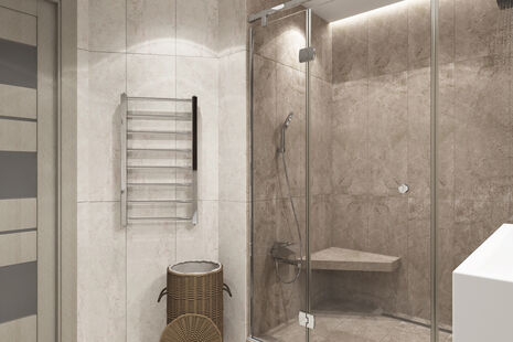 Фото № 3: Дизайн-проект ванной 5.6  м² стиль Модернизм для ЖК Московский