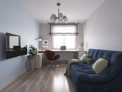 Фото № 6: Дизайн-проект трехкомнатной квартиры 89.2  м² Скандинавский стиль для ЖК Московский