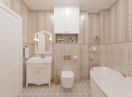 Фото № 2: Дизайн-проект двухкомнатной квартиры 41.5  м² Стиль Современная классика для ЖК Одинцово