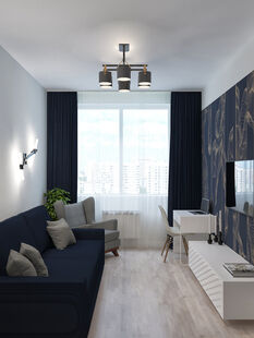 Фото № 5: Дизайн-проект двухкомнатной квартиры 52.21  м² Стиль Контемпорари для ЖК Московский