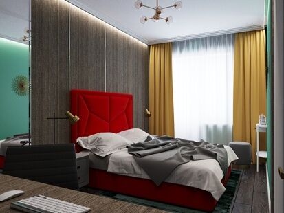 Фото № 6: Дизайн-проект двухкомнатной квартиры 60.3  м² Стиль Фьюжн для ЖК Гагарина 23а