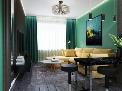 Фото № 4: Дизайн-проект двухкомнатной квартиры 60.3  м² Стиль Фьюжн для ЖК Гагарина 23а