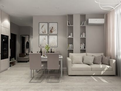 Фото № 4: Дизайн-проект трехкомнатной квартиры 64.84  м² стиль Модернизм для ЖК Савеловский Сити