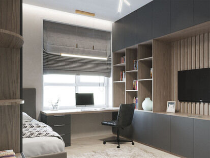 Фото № 2: Дизайн-проект трехкомнатной квартиры 92.26  м² стиль Модернизм для ЖК Сердце столицы