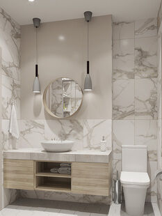 Фото № 3: Дизайн-проект трехкомнатной квартиры 92.26  м² стиль Модернизм для ЖК Сердце столицы