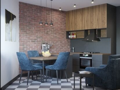 Фото № 1: Дизайн-проект однокомнатной квартиры 50.14  м² Стиль Лофт для ЖК Зеленые Аллеи