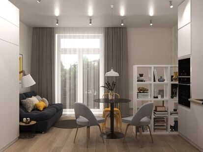 Фото № 2: Дизайн-проект квартиры-студии 26.72  м² Скандинавский стиль для ЖК Оранж Парк