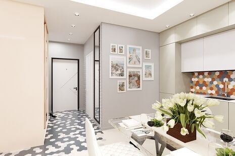 Фото № 6: Дизайн-проект квартиры-студии 47.38  м² Стиль Фьюжн для ЖК Селигер Сити