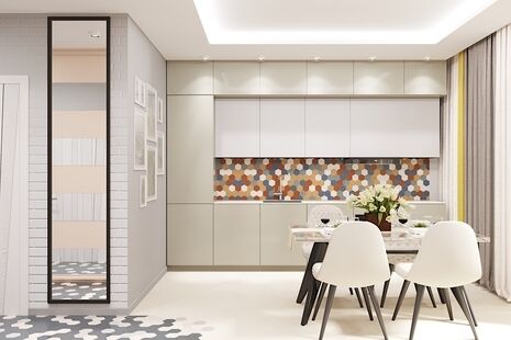 Фото № 5: Дизайн-проект квартиры-студии 47.38  м² Стиль Фьюжн для ЖК Селигер Сити