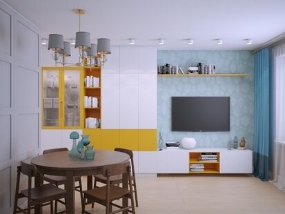 Фото № 5: Дизайн-проект однокомнатной квартиры 52.07  м² Скандинавский стиль для ЖК Московский