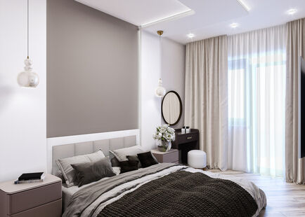 Фото № 1: Дизайн-проект двухкомнатной квартиры 74.22  м² стиль Модернизм для ЖК Первый