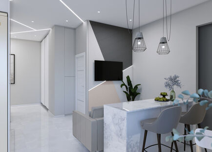 Фото № 2: Дизайн-проект трехкомнатной квартиры 72.28  м² Современный стиль для ЖК Опалиха