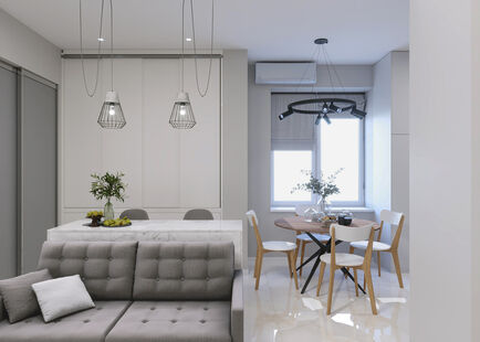 Фото № 4: Дизайн-проект трехкомнатной квартиры 72.28  м² Современный стиль для ЖК Опалиха