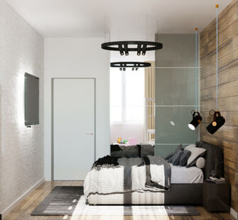Фото № 1: Дизайн-проект трехкомнатной квартиры 66.1  м² Стиль Лофт для ЖК А101