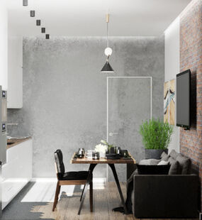 Фото № 6: Дизайн-проект трехкомнатной квартиры 66.1  м² Стиль Лофт для ЖК А101