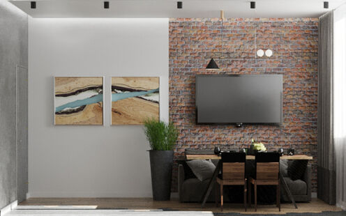 Фото № 4: Дизайн-проект трехкомнатной квартиры 66.1  м² Стиль Лофт для ЖК А101