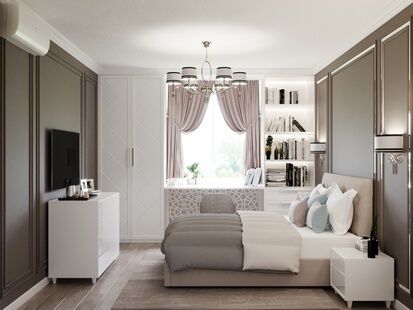 Фото № 5: Дизайн-проект двухкомнатной квартиры 60.87  м² Стиль Современная классика для ЖК Московский