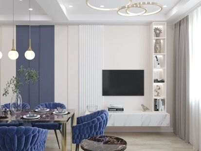 Фото № 4: Дизайн-проект трехкомнатной квартиры 55.5  м² стиль Модернизм для ЖК Московский