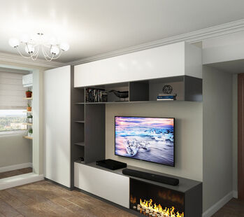 Фото № 2: Дизайн-проект зала 20.45  м² Современный стиль для ЖК Московский