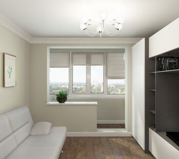 Фото № 3: Дизайн-проект зала 20.45  м² Современный стиль для ЖК Московский