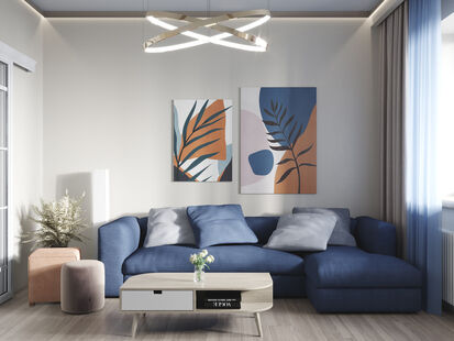 Фото № 1: Дизайн-проект двухкомнатной квартиры 75.9  м² стиль Модернизм для ЖК Дом у воды